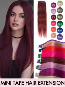 10Pcs，Mini Tape ins Hair Extension, Multi-Color Real Human Hair, Invisible Seamless Design, No Residue Glue, Daily Wear, Role Play, Wedding, Real Hair Extensions, Human Hair Pieces