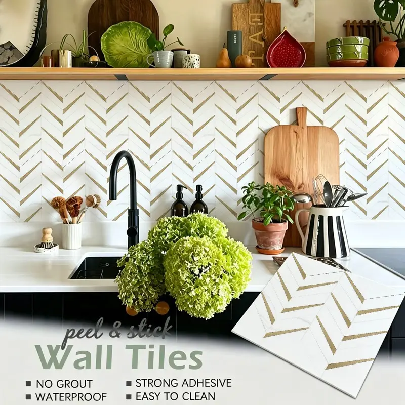 30x30cm Self-Adhesive Resin Backsplash Tile - Waterproof, Removable, 3D DIY European-Style Wall Decor Sticker for Kitchen, Bathroom Home Improvement
