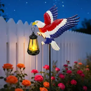 250th Anniversary America Eagle Garden Stake 4th of July Decorations Outdoor Patriotic Independence Memorial Day,29.9in Metal Eagle with Solar Lights,Decorative Garden Stakes for Yard Art Patio Porch