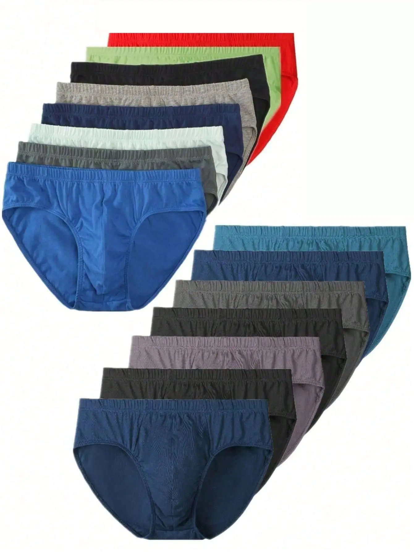 Men Solid Cotton Mid Rise Briefs, SoftBreathable Comfort Daily Underwear, RandomAssorted Colors