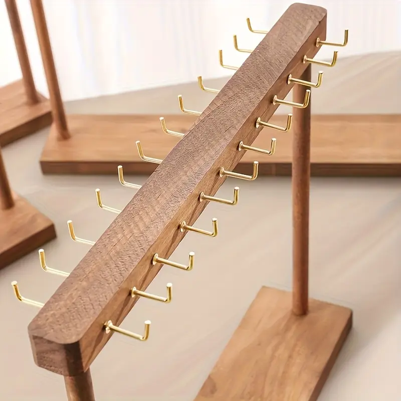 Elegant Jewelry Display Stand with Sturdy Smooth Wooden Base, Minimalist Design Decor, Necklace Earring Bracelet Holder, Organiser, Space-Saving Design, Perfect Gift for Women