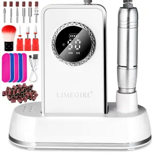 LIMEGIRL Cordless Professional Portable Nail Drill 50,000 RPM Rechargeable Nail File with Digital Display Ideal for Gel Nail Removal Low Noise for Home & Salon Use Perfect Holiday Gift Starter Kit for Beginners