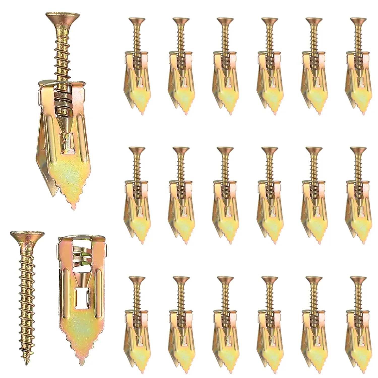120-Count Drywall Self-Drilling Screw Anchors, Heavy-Duty Zinc-Plated Steel, Conical Tip, Easy No-Drill Installation, Ideal for TV & Cabinet Mounting