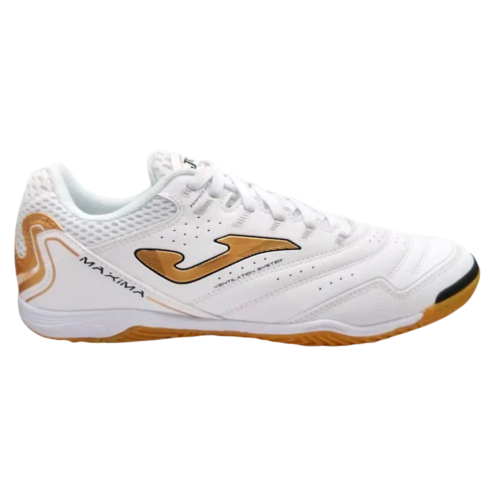 Joma Maxima Men's Synthetic Indoor Soccer Shoes for Futsal with Secure Laces, High-Grip Non-Marking Flat Rubber Outsole, Athletic Shoes, Unisex, Durable Soccer Shoes Training Indoor Soccer Cleats