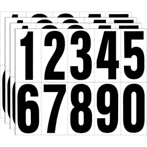 Reflective Number Stickers 4 Sets 4 Inch Vinyl Waterproof Black Mailbox Numbers for Outside Strong Self-Adhesive House Numbers Decals for Mailbox Door Signs Trucks