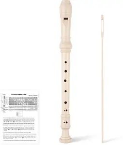 8-Hole Soprano Descant Recorder Baroque Style  Music Flute with Cleaning Rod & Case Bag for School Student  Entertainment - Beige