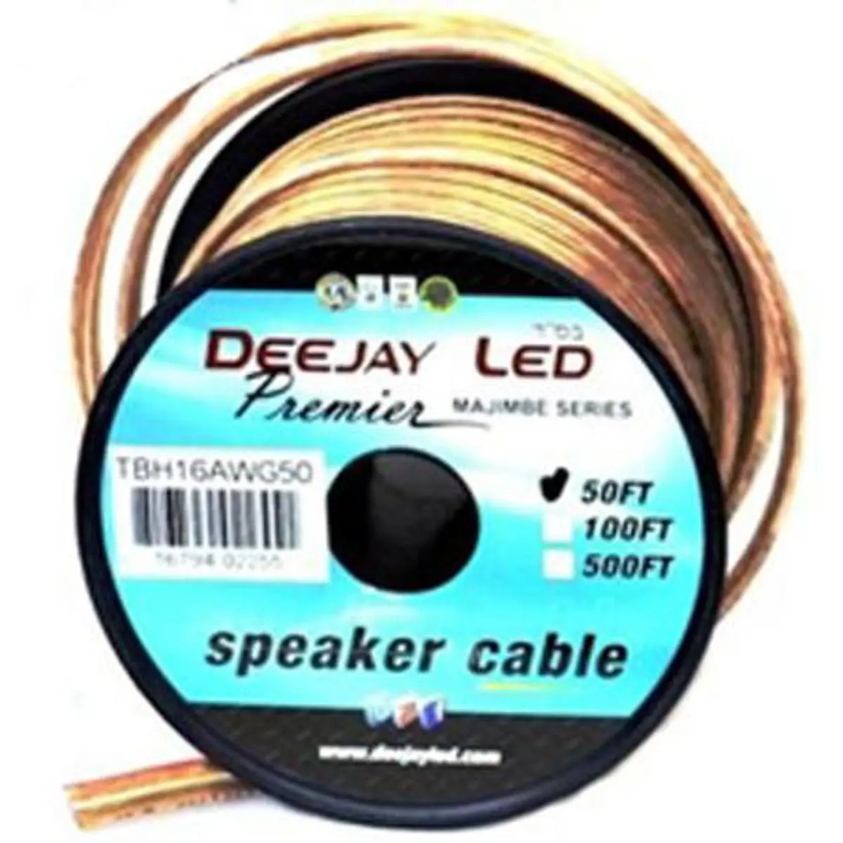 Deejay LED 50' 2-Conductor 16 Gauge Stranded Speaker Hookup Cable