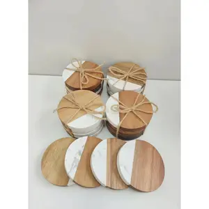 Marble & Wood Coaster Set