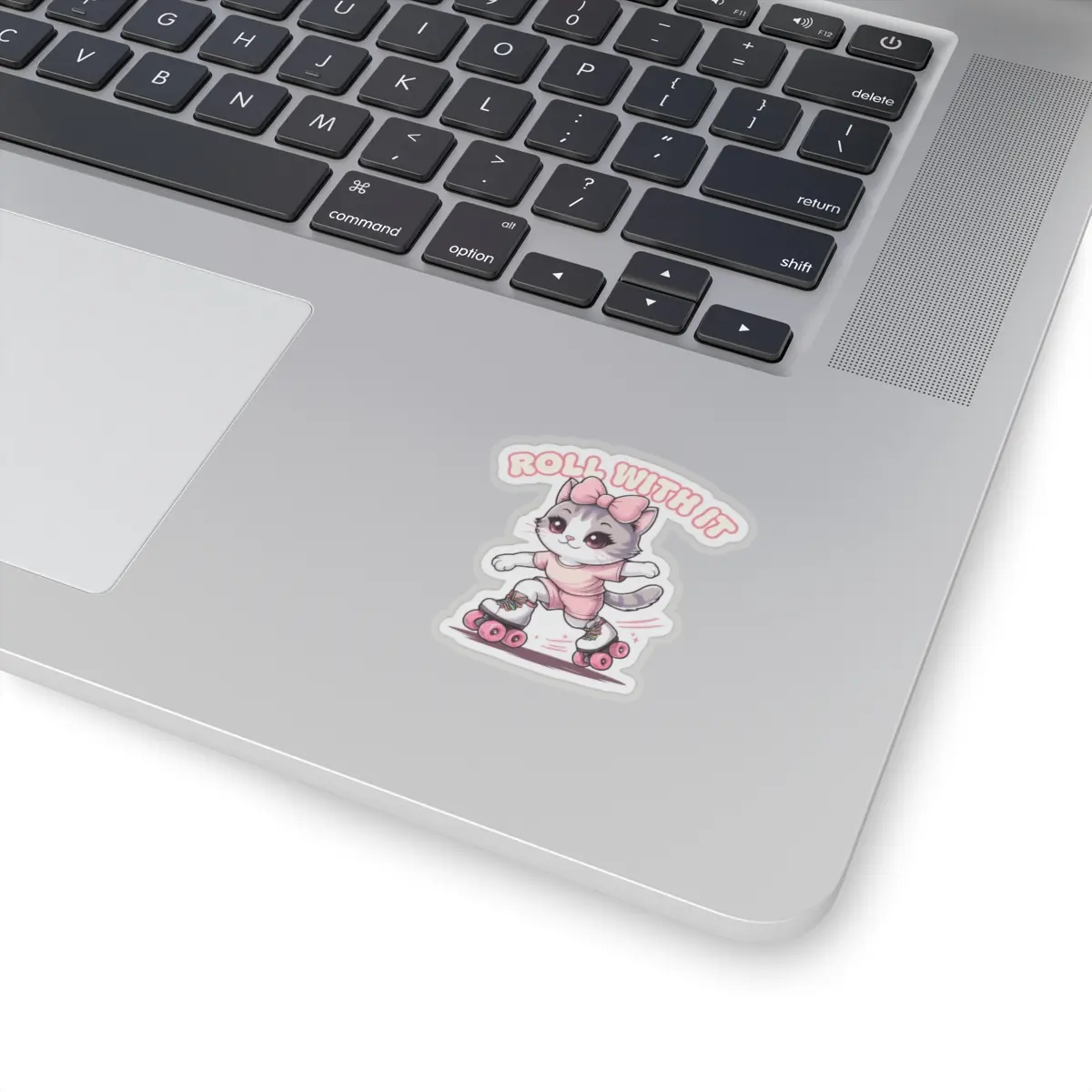Cute Cat Roller Skating Sticker, Fun Decor for Kids, Birthday Party Favors, Laptop, Water Bottle, Roll With It