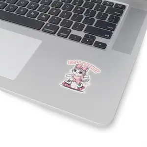 Cute Cat Roller Skating Sticker, Fun Decor for Kids, Birthday Party Favors, Laptop, Water Bottle, Roll With It