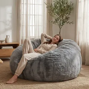 5FT/6FT Jumbo Bean bag Lazy sofa with filler Bean bagChair Ship Free High-Rebound Memory Foam FurnitureFlannel Cover Removable outdoorfun
