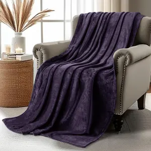 Purple Throw Size Lightweight Fuzzy Anti-Static Microfiber (60x50 Inch)