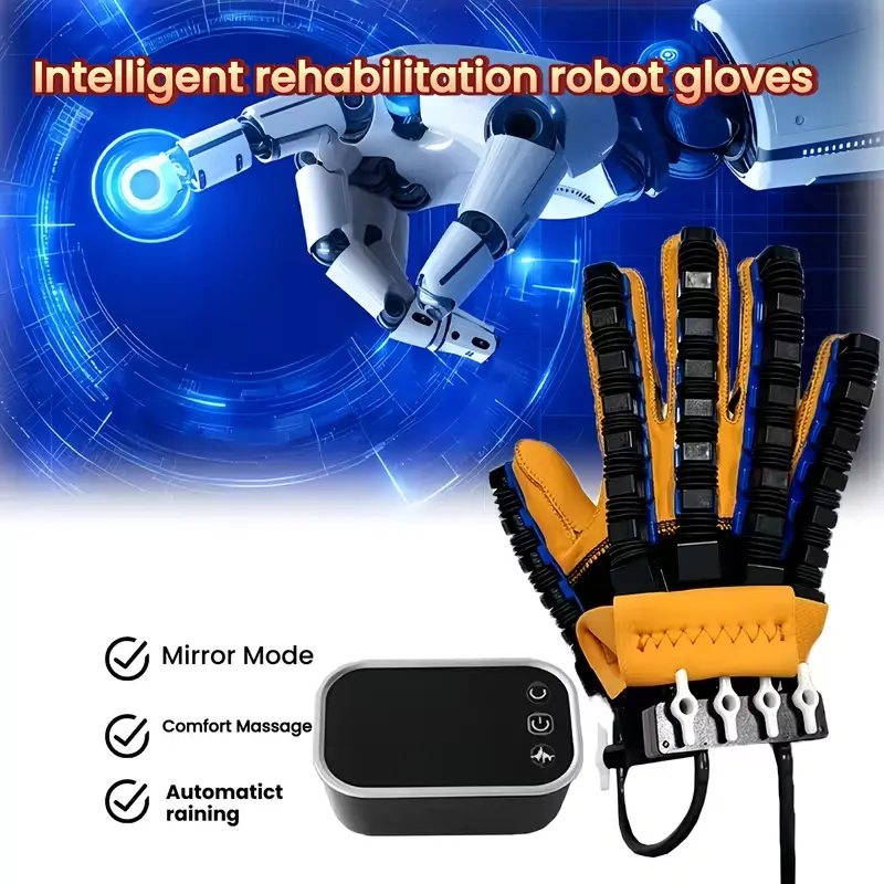 Upgraded robotic assistive rehabilitation gloves with mirror and single finger training — hand function trainer with ergonomic design, automatic mode and manual control, portable and easy to use, suitable for post-surgery, stroke, spinal cord injury — ide