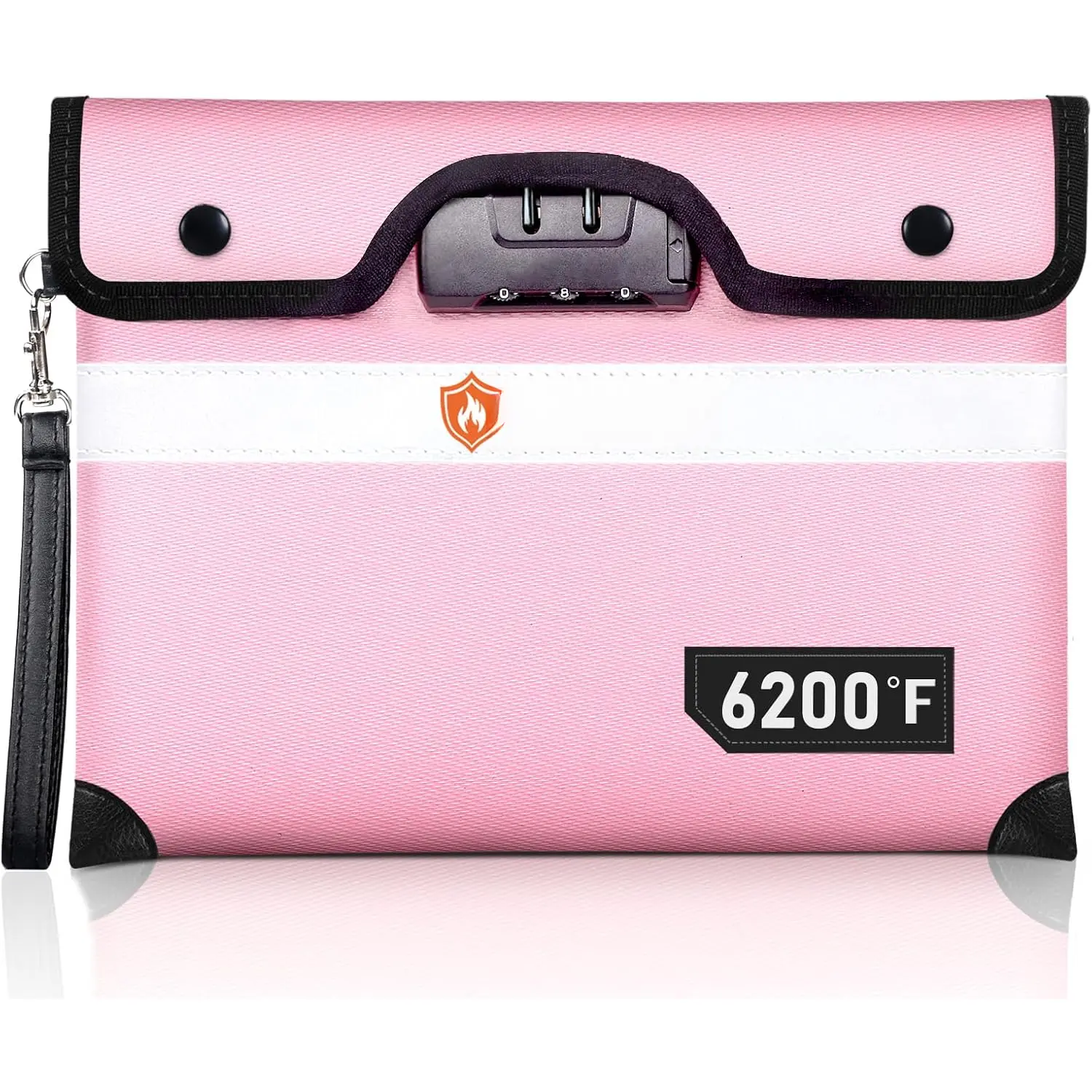 Upgraded 6200?F Fireproof  Bag with Lock, Fireproof Bag w. Zipper/Reflective Strip, 9 Layers of Heat Insulated Material, Water Resistant Fire Proof  Bag for , Fire Bag for A5 documents