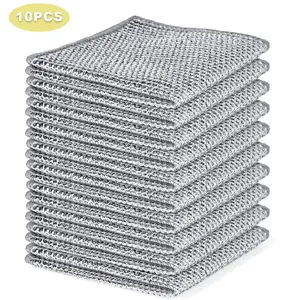 10-Piece Anti-Scratch Steel Wool Cloth Set, Two-Layer Steel Wool Dishwashing Cloths Kitchen Towels, Durable Cleaning Mats Bathroom Home Essentials, Durable Cleaning Supplies