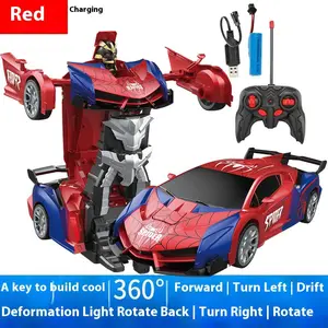 Remote Control Spider Transformer Car, One Button Auto Transform, Cool Lights, 360° Spin Drift, Unisex Toy for Kids 6-12, Birthday Gift, Rc Stunt Car, Remote Controlled Car