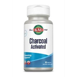 Kal Charcoal Activated VegCaps 50g Dietary Supplement for Healthcare & Fitness, Cleansing, Support, Healthy Digestion