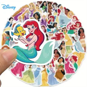 Disney 50 pcs Princess Stickers Vinyl Waterproof Vintage Cartoon Decals for Girls Kids DIY Gifts Laptops Skateboards Multipurpose Use