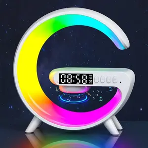 1 unit of wireless speaker, Multifunctional ambient lights, mobile phone charger, adjustable light alarm clock, night light, desktop audio system, USB Type-C, button control, 5.2 surround sound, rechargeable lithium polymer battery, suitable for bedroo