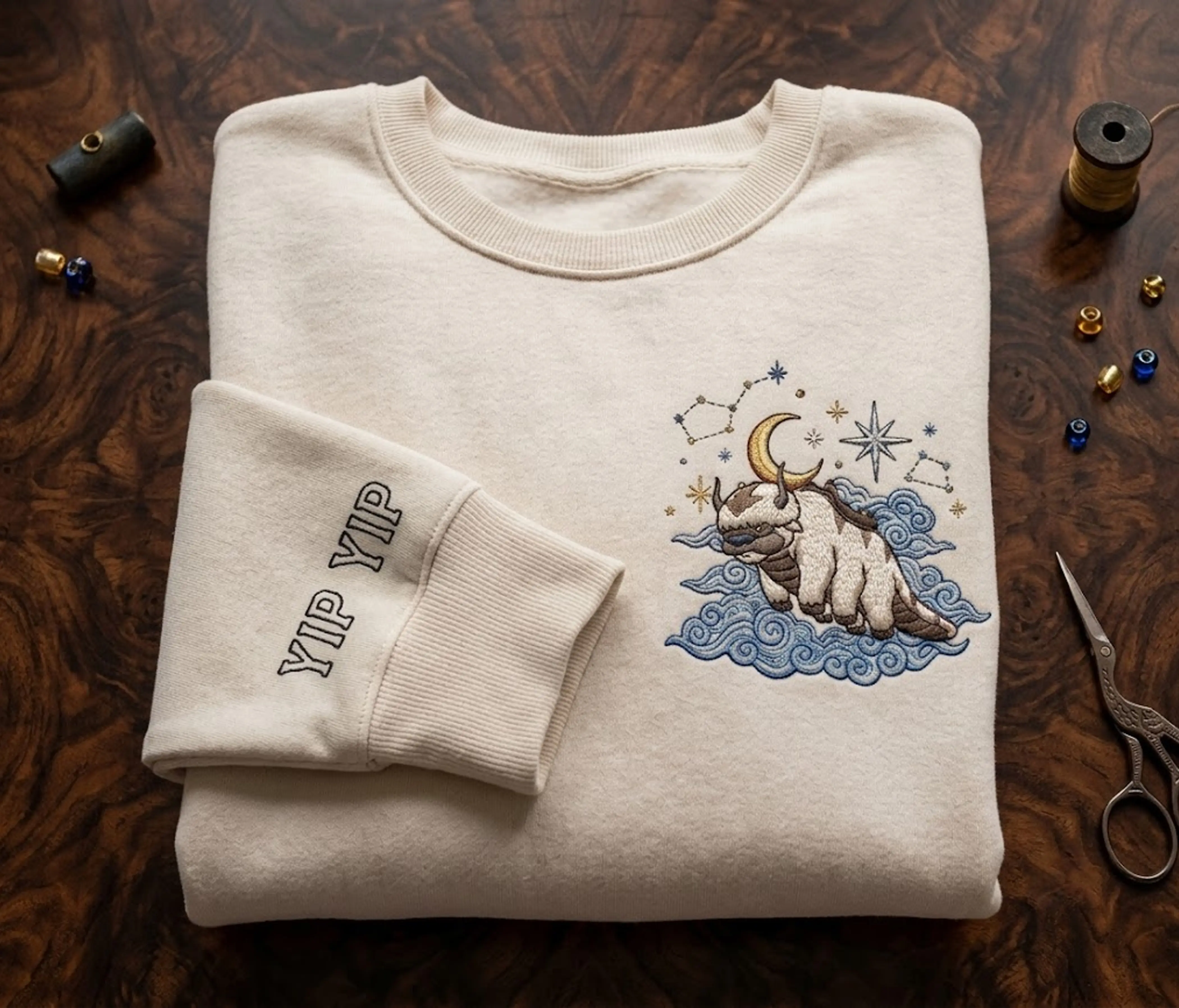 Avatar Appa Embroidered Hoodie – Cute Flying Bison Sweatshirt for Fans
