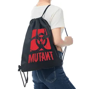 Mutant Biohazard Symbol Drawstring Backpack for Outdoor Sports Gym Travel Casual Use Cool Trendy Design for Young Adults and Teens Perfect Gift for Halloween  Christmas  Birthday  and Graduation Celebrations Black and Red Durable Bag