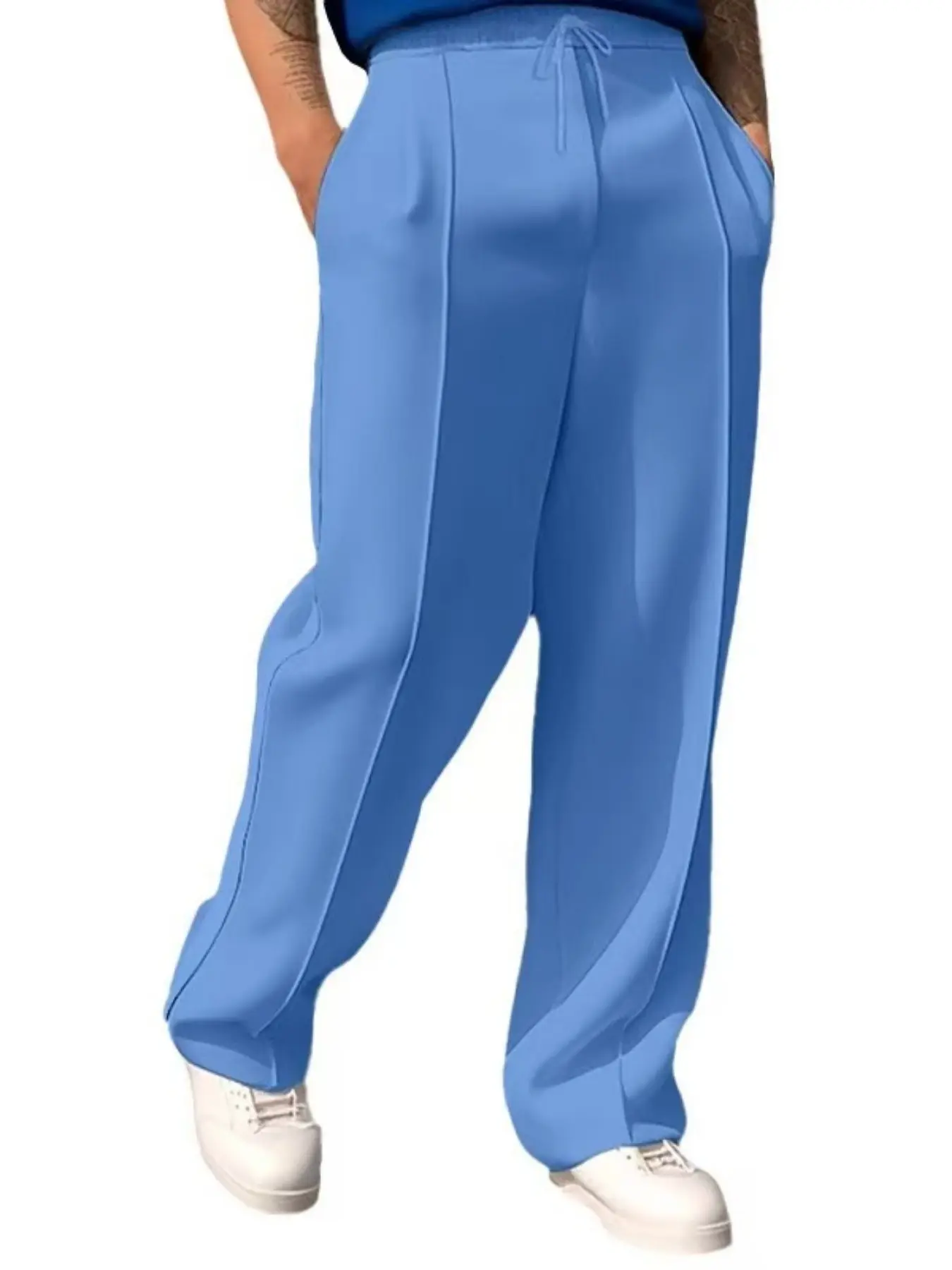Men's Straight Leg Fitted Casual Pants, Classic Casual, High-Quality Fabric, Plain Pleated Design, Perfect for Daily Wear & Business Meetings, Casual Street Pants, Must-Have Wardrobe Item, Casual Fit Bottoms