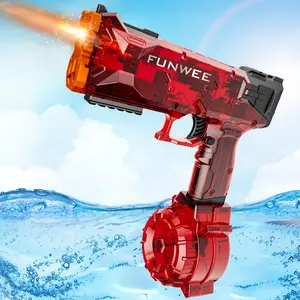 【Fathersdaygifts】Electric Rechargeable Water Shooter with LED Lights, Powerful Squirt Water Pistol for Kids/Aldults,Long Range Shoot  Outdoor Dual-Magazine Water gun Toy,High Powered  Waterproof for Summer, Outdoor,Party,Birthday Giftp  SummerVibes