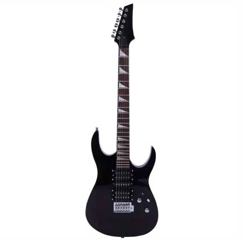 Novice Entry-Level 170 Model Electric Guitar - Basswood Body, Right-Hand Design, H-S-H Pickups, Tremolo Arm, 24 Frets, Carry Bag, Shoulder Strap, Paddle Rocker, Cable, Wrench Tool, 6.28 lb, 38.6x12.8x1.65 in, Black, Suitable for Heavy Metal, Punk, 38.6 X