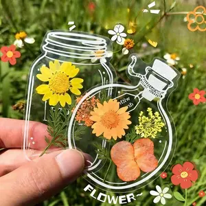 Handmade DIY Bookmark Kit — Transparent Plant Specimen & Dried Flower Decorative Labels for Glass Bottles