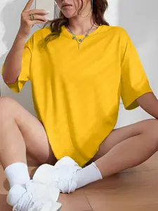 Women's Solid Color Basic T-shirt Casual Everyday Lightweight Round Neck Loose Daily Commuter Short-Sleeve T-shirt，TikTok Trending T-shirt Women ，Outfit Murah T-shirt Wanit,Comfortable Fabric