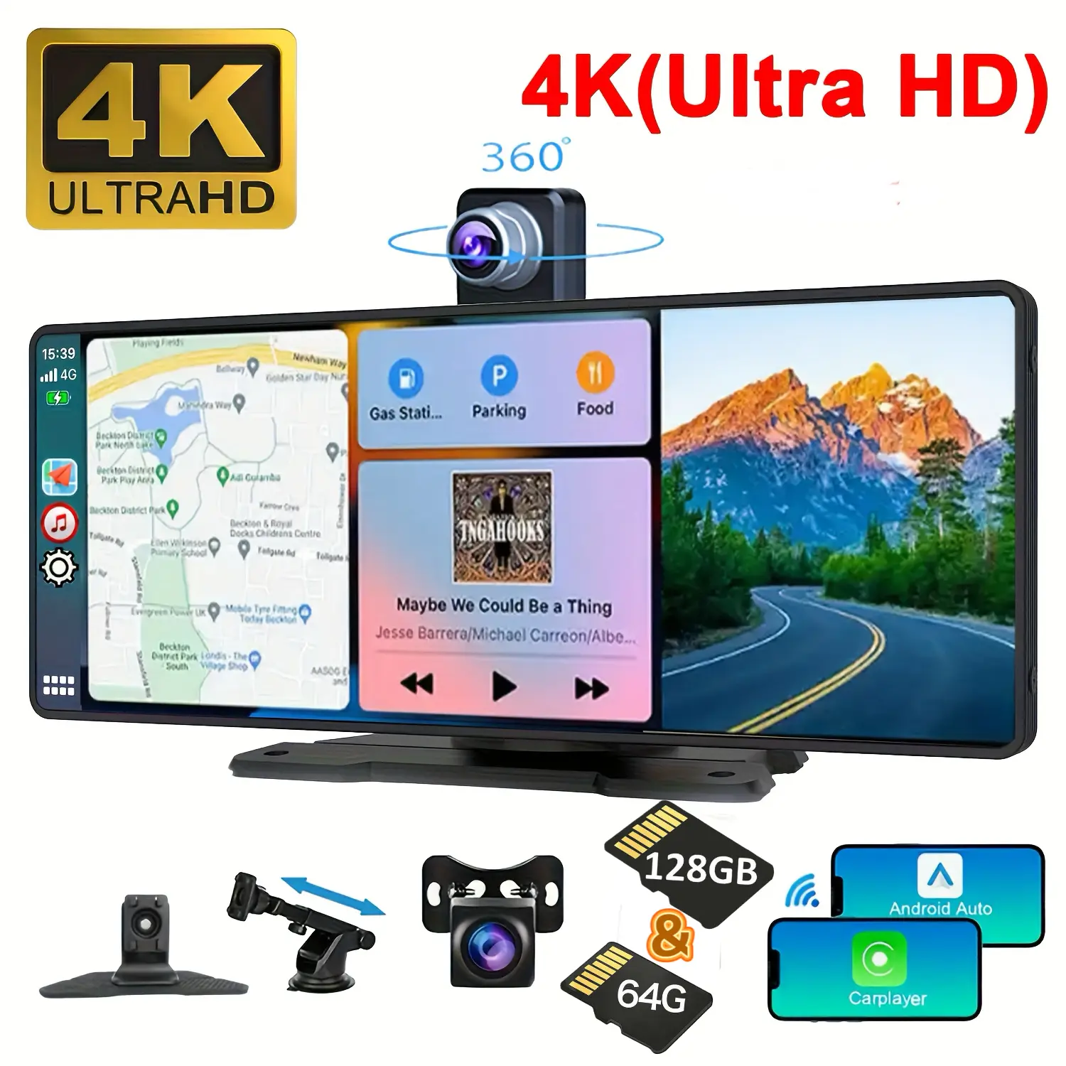 10.26 " 4K Ultra HD Portable Car Stereo withWireless Carplay , mirror link fm，Carplay Radio touchScreen, Car Video Players for any car touch screen
