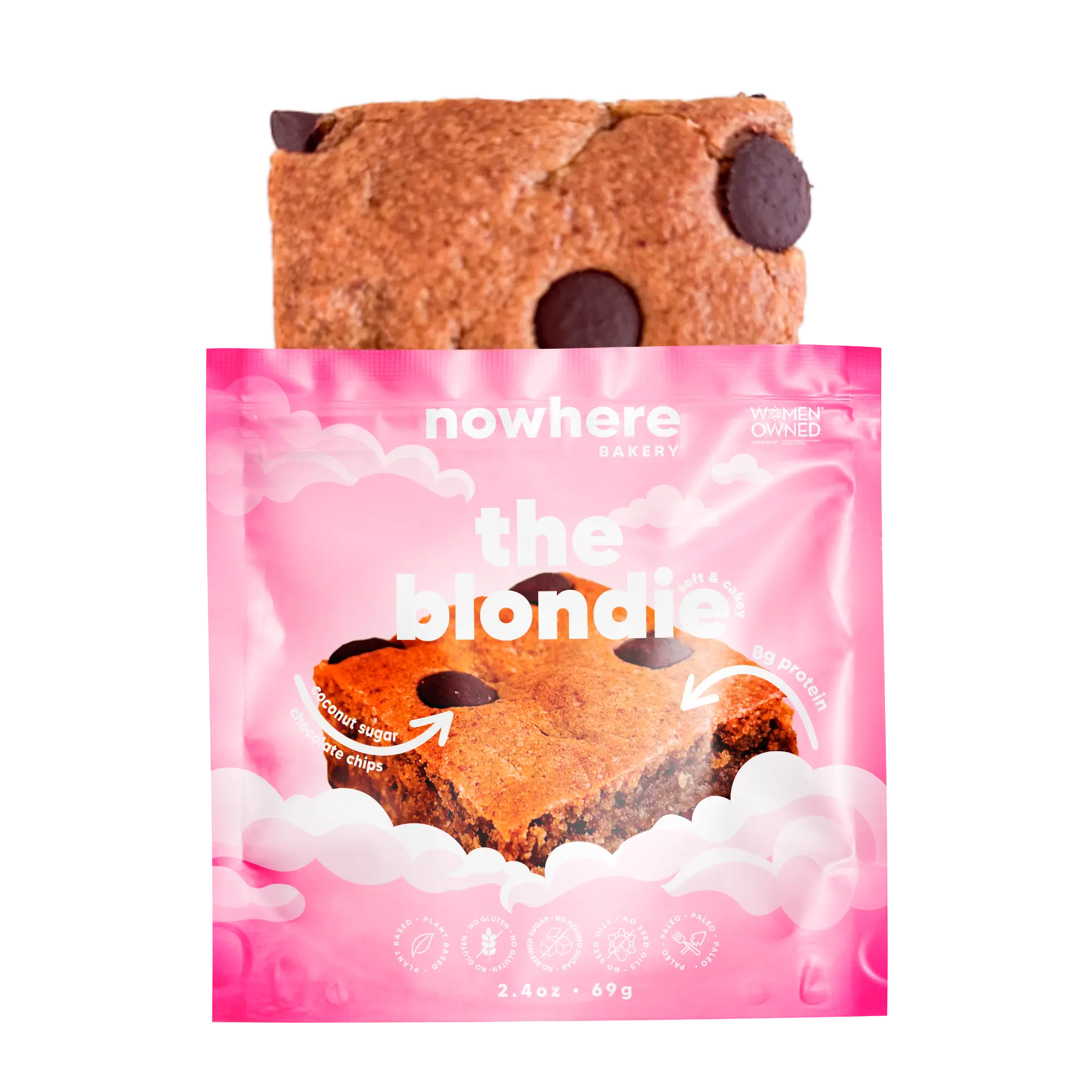 Nowhere Bakery Organic Refrigerated Sugar-Sweetened Vanilla Gluten-Free Chocolate Blondie Cookie Snack