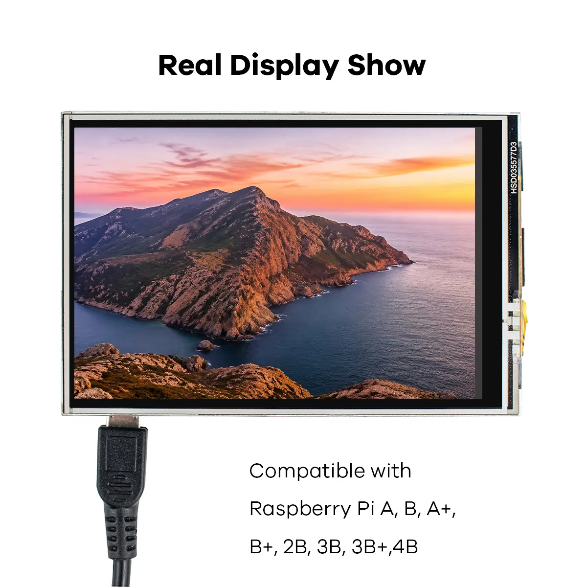 Compact Slim 3.5-inch Resistive Touch TFT Screen, 480*320 Resolution, GPIO Plug-in Display for Raspberry Pi, DIY Makers’ Handheld Mini Project Accessories (Home Improvement, Solar & Wind Power Charge Controller Compatibility), Rectangular