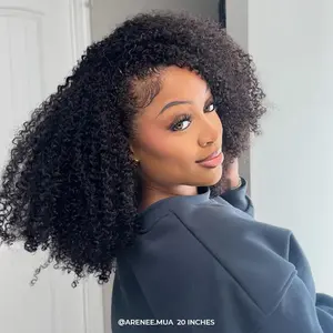 ISEE HAIR Afro Curly Wear Go Invisible Hairline Hair Half Wig Glueless Human Hair Wigs Seamless Flip Over Wig With Draw-strings No Lace Seamless Flip Over Wig Updo Down Style 10 Seconds Flip-over Wig Beginner-friendly#greenish#TikTokShopSpringGlowUp