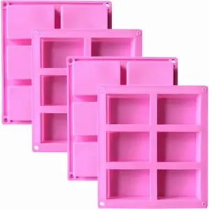 4-Piece Rice Snacks Molds Set - 6-Cavity Non-Stick Trays for Rice Krispies Treats, Chocolate, Brownie, Cornbread & Pudding | Candy & Baking Supplies for DIY Desserts