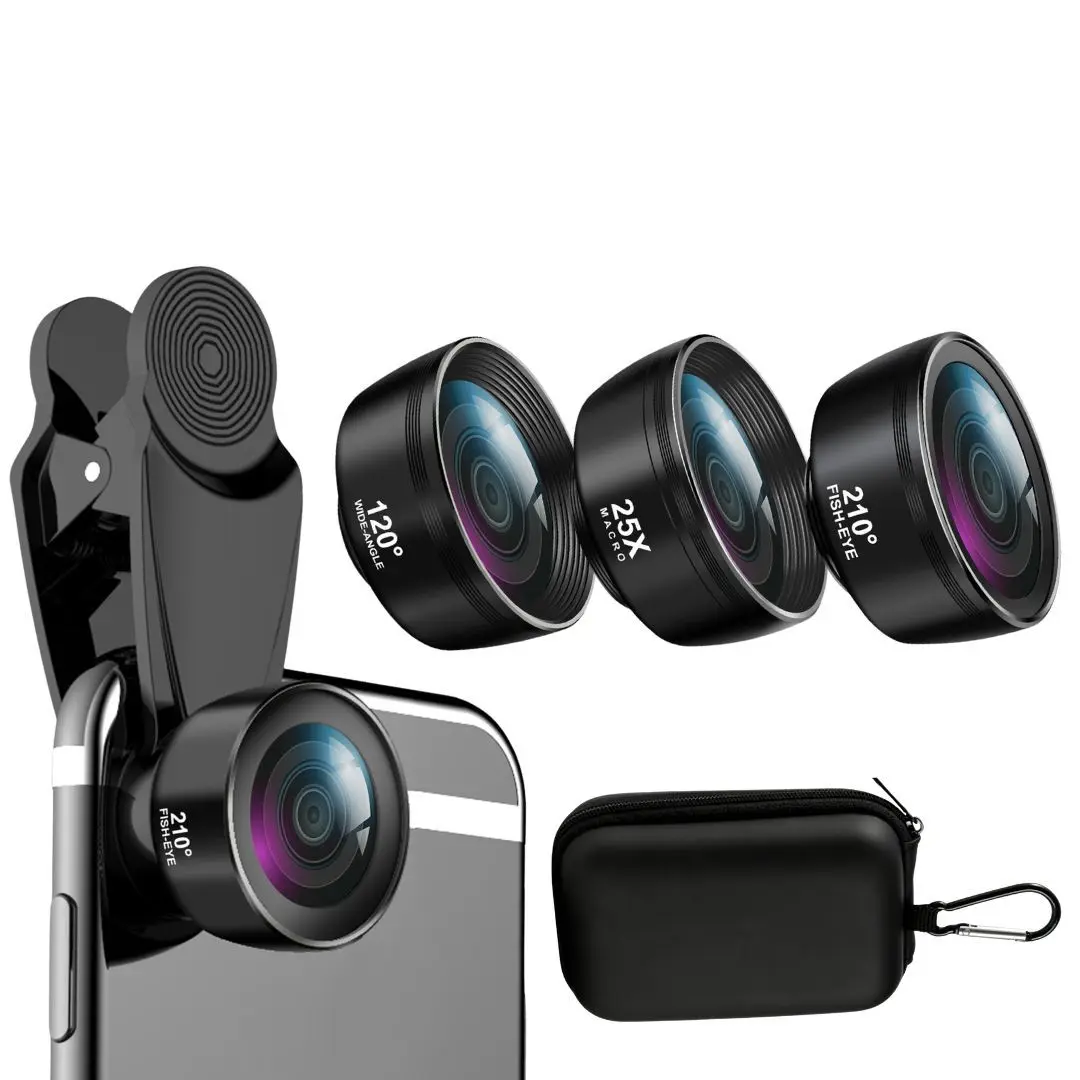 3-In-1 Cell Phone Lens with Fish Eye, Wide Angle, and Macro Functions, Compact and Portable Design with Phone Clip, Ideal for Smartphone Photography, Mobile Lens
