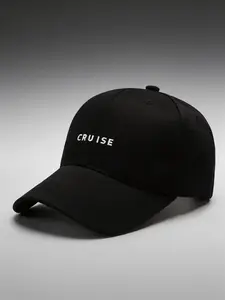 1pc black minimalist baseball cap-"Cruise" embroidered adjustable leisure cap for men and women is suitable for outdoor activities and sun protection, spring and autumn travel and beach vacation.