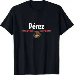 100% Cotton Top Mexico Flag Shirt Spanish Day of Birth Name Perez T-Shirt