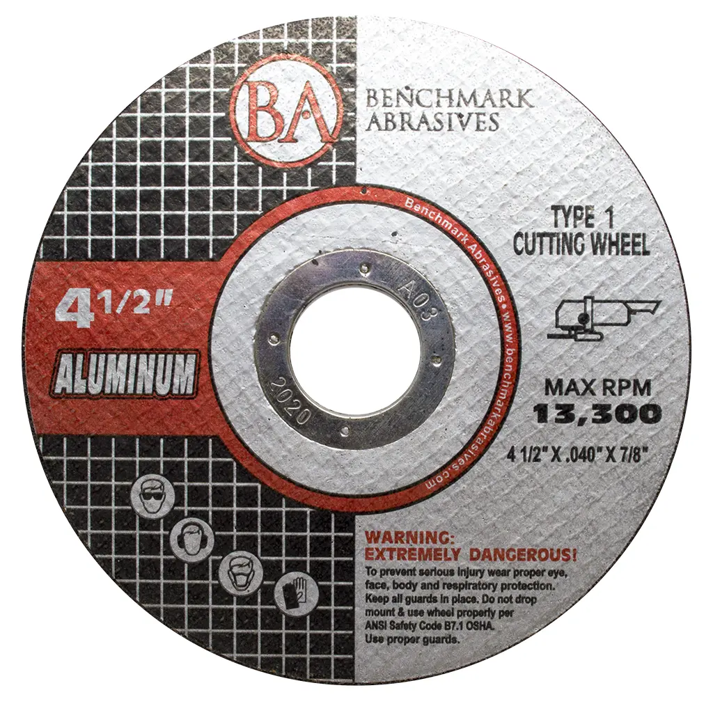 4-1/2" x .040 x 7/8" T1 Aluminum Oxide Low Vibration Flat Cutting Disc, 25-Pack, Abrasive Disc for Magnesium/Copper, 13,500 Max RPM