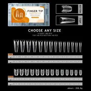 140pcs new butterfly edge nail tips in 14 sizes, nail practice nail pieces, crystal nail molds, sandwich nail molds, nail tools