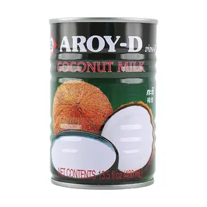 AROY-D 100% Natural Coconut Milk 400ml - Unsweetened, No Added Sugar - Authentic Thai Coconut Cream for Desserts, Curries, and Beverages