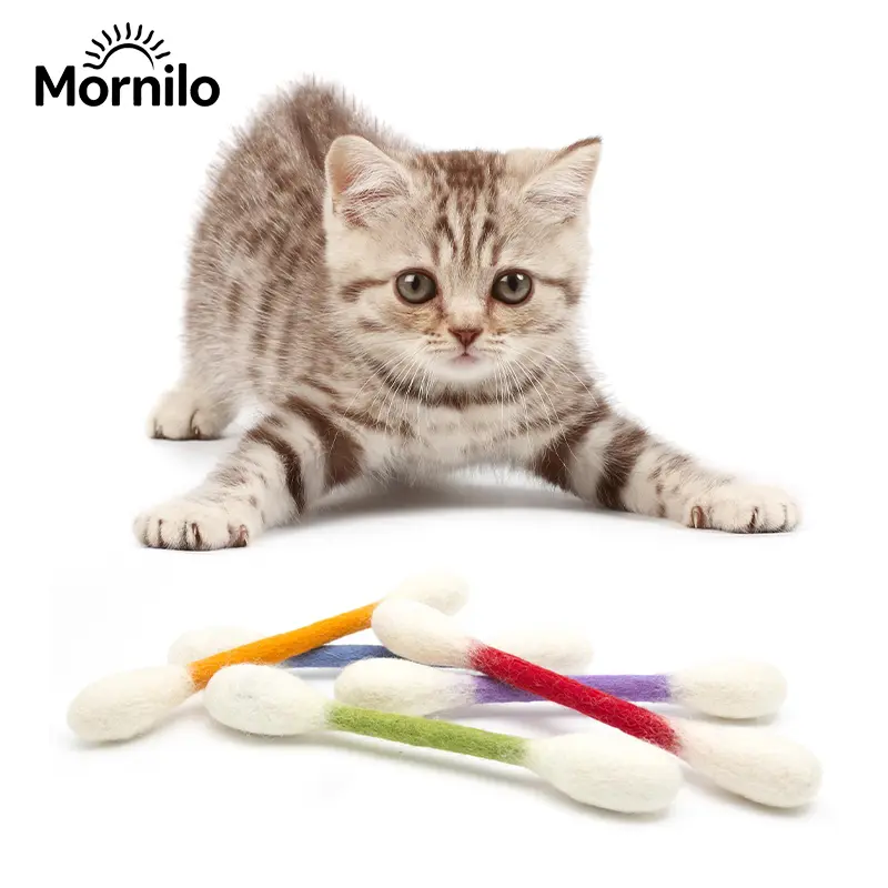 6 Pack Giant Q-Tip Cat Toys for Indoor Cats, Soft Felt Cotton Swab Chew & Teething Sticks, Interactive Kitten Toy, Cat Enrichment, Boredom & Anxiety Relief, Dental Cleaning Toy, Bite Resistant Plush Cat Kicker, Pet Lovers Gift, Daily Cat Entertainment