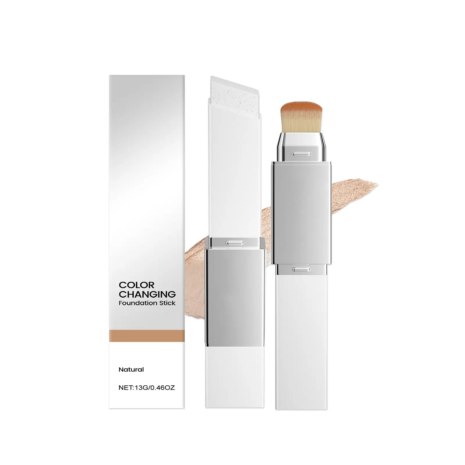 2-in-1 Foundation & Concealer Stick with Brush, Color-Changing Cream for a Buildable Natural Finish and Flawless Coverage, Ideal for Daily Makeup Routine & Concealer Makeup, Cosmetic, Smoothing