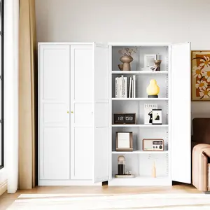 Letaya Storage Cabinet with Adjustable Shelves-Metal Home Kitchen Pantry Cabinets with Doors,Organization Locker for Cupboard/Bedroom/Dining/Living/Bathroom/Office/Garage Room storage  cabinets