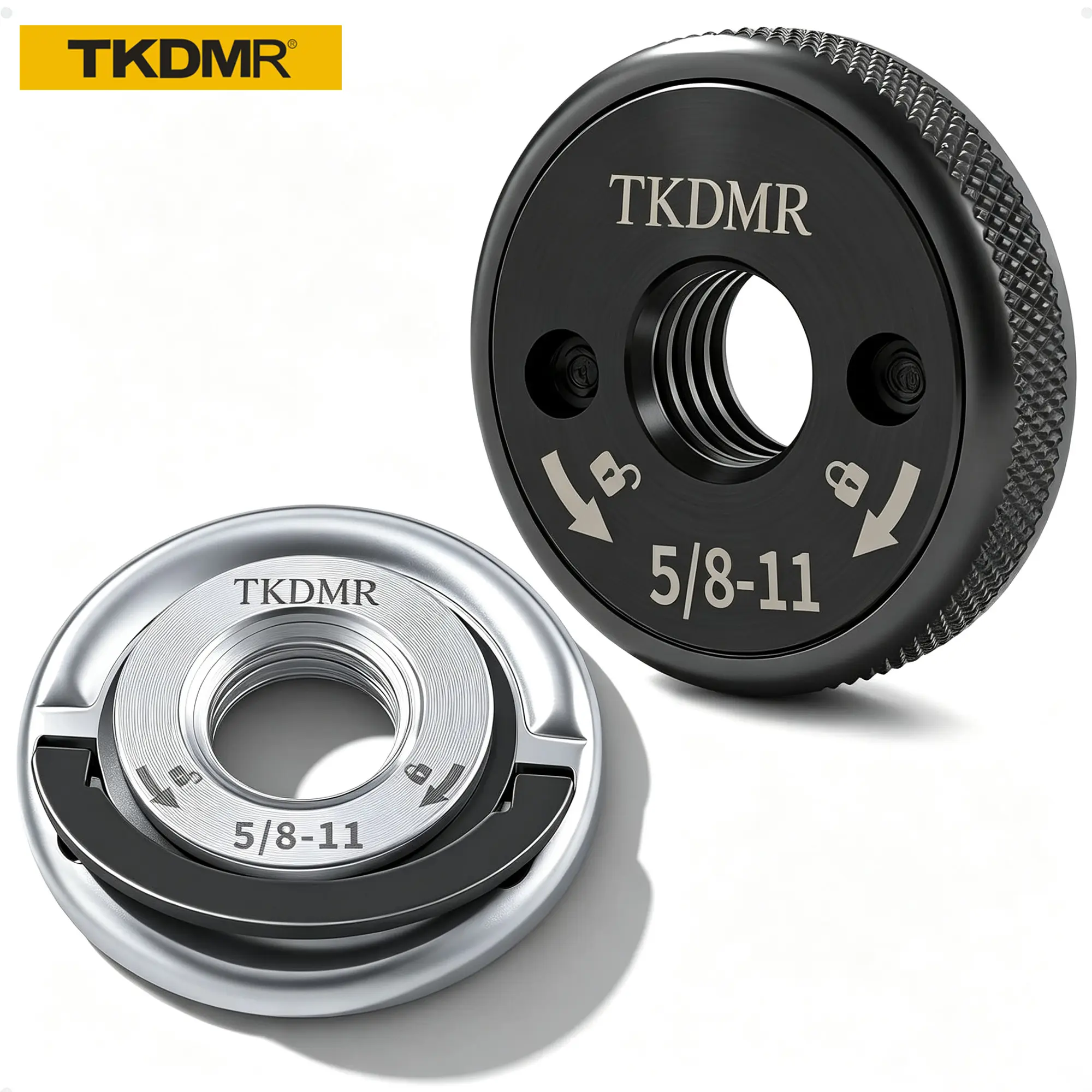 TKDMR 5/8-11 Thread Angle Grinder Flange Nut No Wrench Required,Grinder Nut for 4.5" and 5" Angle Grinder,Quick Release Locking Nut