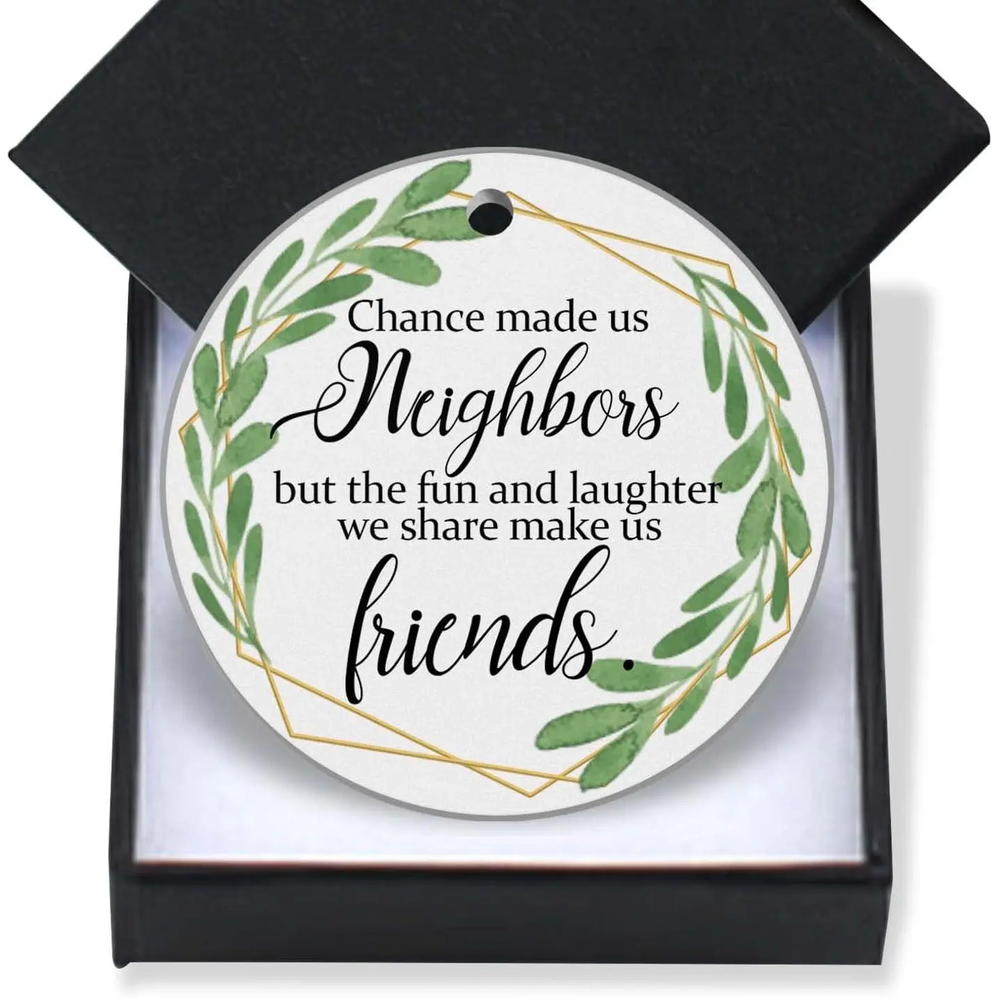 Christmas Ornaments 2025-Gift for Neighbors Friendship Pendant Chance Made Us Neighbors Keepsake Holiday Present Xmas Tree Decorations Round Ceramic Ornament 3In