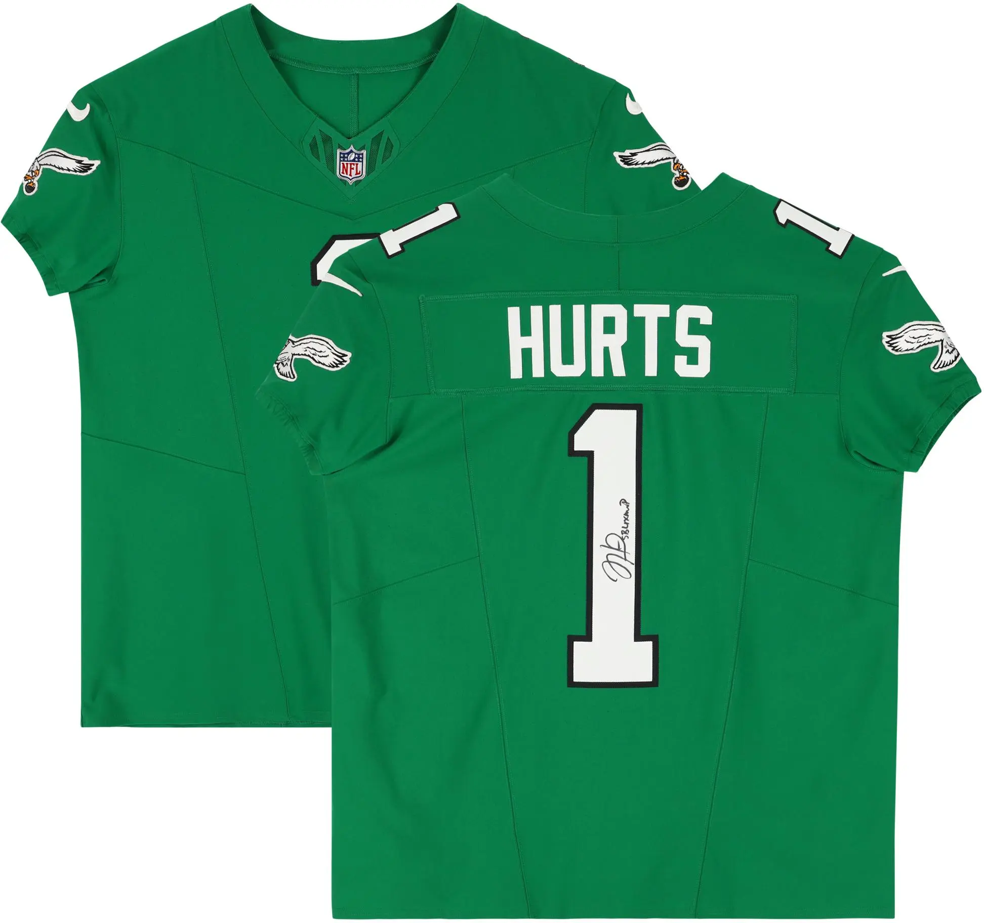 Jalen Hurts Philadelphia Eagles Autographed Nike Kelly Green Elite Jersey with "SB LIX MVP" - Inscription - Fanatics Authentic Certified