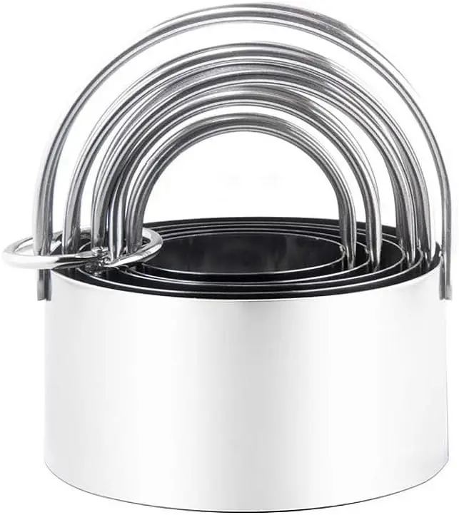 - 5-Piece Set(1.75"~3.25") Stainless Steel Biscuit and Cookie Cutters with Handle , for Professional Baking and Home Kitchen