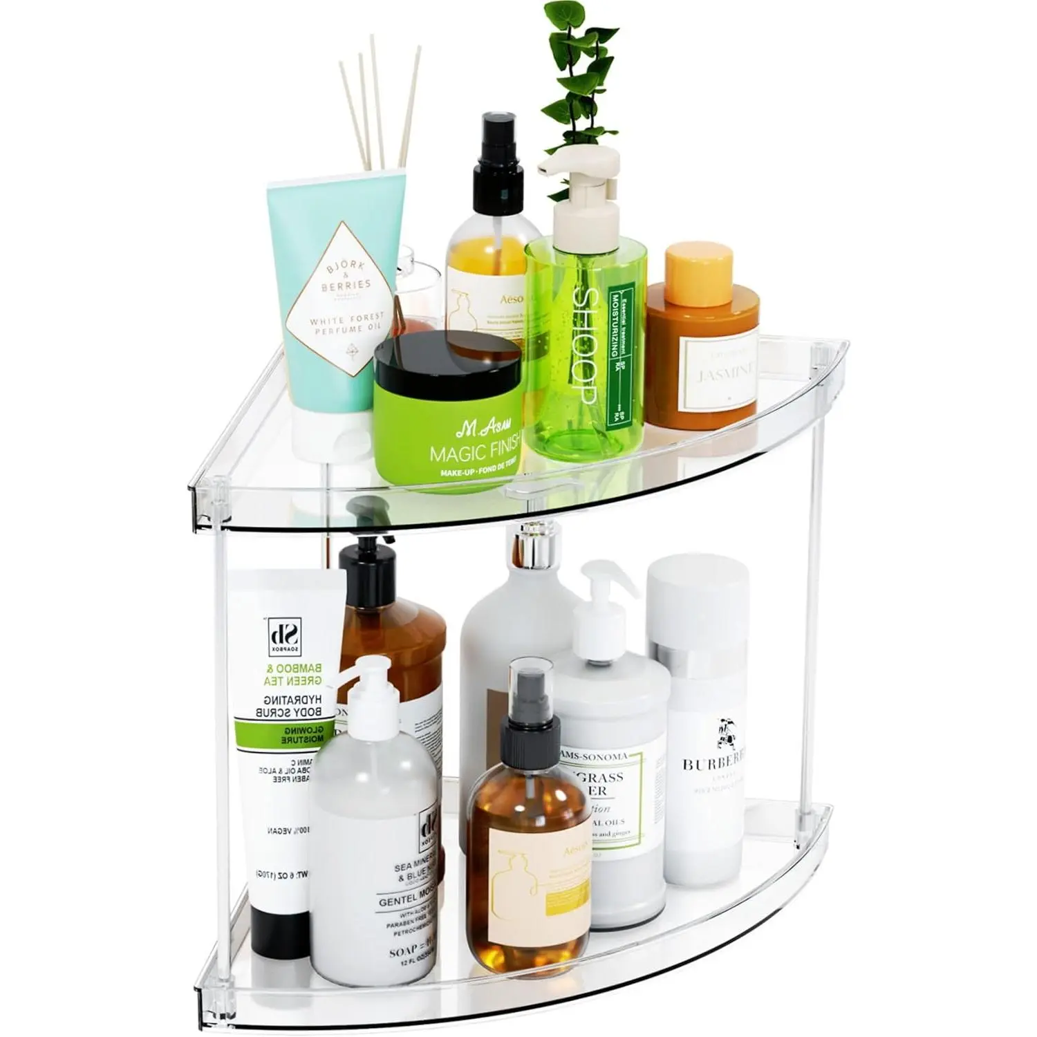 Clear Corner Bathroom Counter Organizer,2Tier Tiered Countertop Corner Shelf for Perfume,Beauty Products,Makeup Organizer,Skincare Organizers,Vanity Storage Tray for Bedroom,Bathroom Sink Shelf