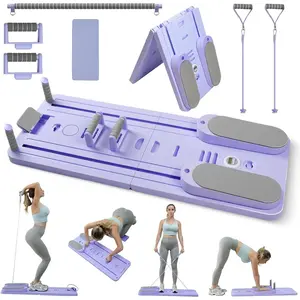 Upgraded Split Pilates Board-Pilates Reformer Set 6 in 1 Multifunctional Abdominal Fitness Board for Home Workout Equipment, Foldable Pilates Portable Reformer Machine, Ab Board Trainer for Women